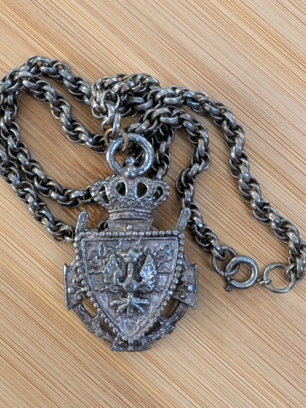 Vintage Coro Heraldic Shield Pendant Necklace